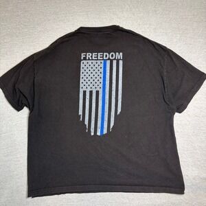 Thin Blue Line USA Mens T Shirt 4XL Black Freedom Flag Graphic Patriotic Tee